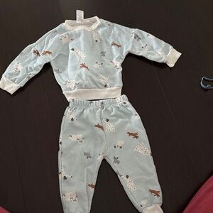 Lila & Jack Light Blue Dog Print Matching Set - Soft Pullover & Pants